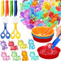 Leitee 62 Pcs Sensory Bin Filler Include 50 Unicorn Acrylic Beads 4 Tweezers 2 Scissors Clips 6 Cups Fine Motor Toys Set for Boys Girls Early Education and Counting Sorting Training