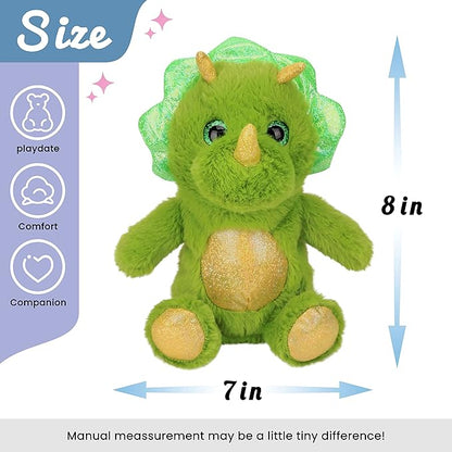 Hopearl Talking Dinosaur Repeats What You Say Nodding Electric Interactive Animated Toy Speaking Plush Buddy Gift for Toddlers, Green, 8''
