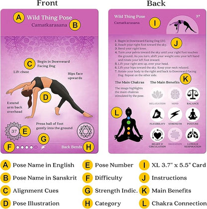 Asana Moon Premium Yoga Cards – Deck with Over 120 Yoga Poses – Yoga Sequencing Deck with Yoga Cues and Sanskrit Names for Beginners and Teachers – Unique Yoga Gift for Women or Any Yoga Lover