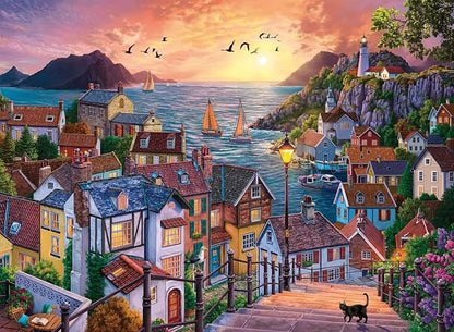Anatolian Puzzle - Coastal Town at Sunset, 1000 Piece Jigsaw Puzzle, #1098