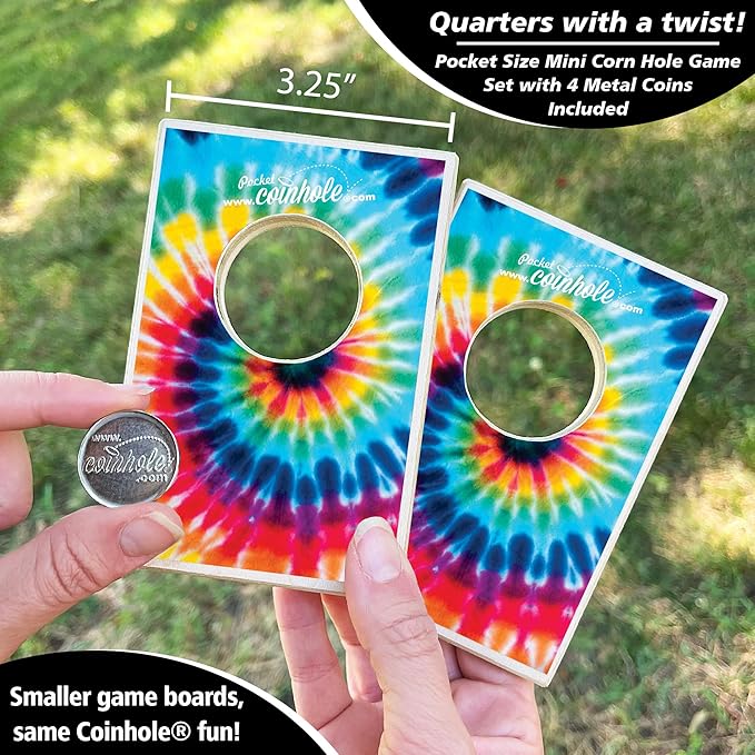 Coinhole Desktop Coin Bouncing Party Game Set | Tabletop Cornhole Board Game | Small Cornhole Travel Game Includes Coins