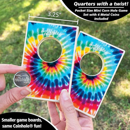Coinhole Desktop Coin Bouncing Party Game Set | Tabletop Cornhole Board Game | Small Cornhole Travel Game Includes Coins