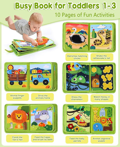Gigilli Busy Book for Toddlers 1-3, Quiet Activity Books for Toddlers 1 Year Old, Montessori Toys Busy Board for 1 2 3 Year Old Boy Girl, Educational Airplane Travel Toy Busy Books Christmas Birthday