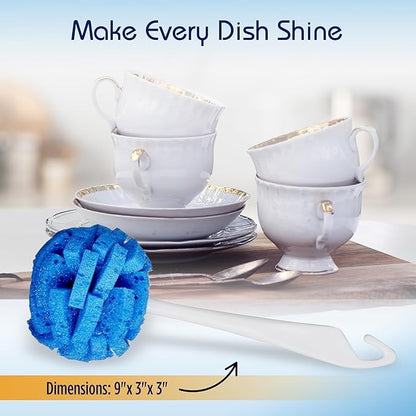 Compac Home Dish Wand China Durable Foam Sponge Petals Brush and Clean Dishes, Pots, Bottles, & Glassware, 2 Count