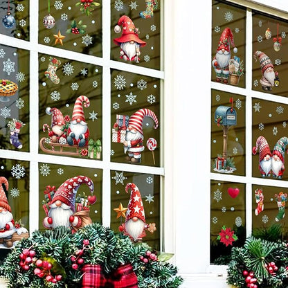 Christmas Window Clings, Gnome Window Stickers,Window Decals Snowflake, Gnome Christmas Truck, Home Decorations,Thanksgiving Xmas Gifts,Kitchen, Living Room, Bedroom Window Stickers