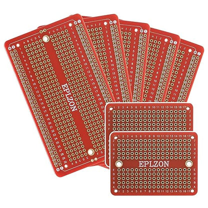 Solderable Breadboard PCB Board Gold-Plated Solder Breadboard for DIY Electronics Projects Apply to Arduino Soldering Projects 3.5"x2.05" (5 Pack + 2 Mini Board,red)