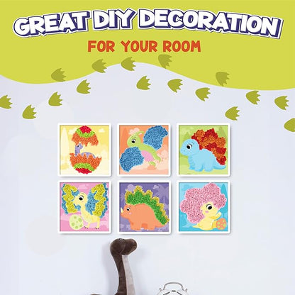 jackinthebox Poke Poke Art – Dinosaurs Theme, Mess-Free Fabric Art and Craft, Flower Pressing Kits, Gift for Kids, Toys for Girls and Boys Ages 4 5 6 7 8