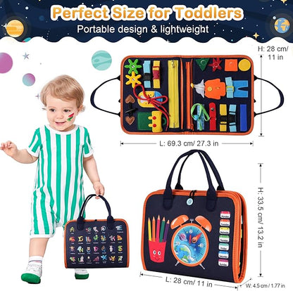 Toddler Busy Board Montessori Toys: for Toddlers 1-3 Year Old Educational Activity Book Sensory Board Travel Toy Ages 2-4 3-5 Learning Fine Motor Skills Preschool Quiet Book Gift for Boys Girls Kids