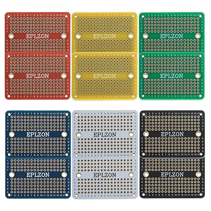 Solderable Breadboard Mini PCB Board Gold-Plated Solder Breadboard for DIY Electronics Projects Apply to Arduino Soldering Projects 2.0"x1.5" Mixed Color(Pack of 12 Pcs)