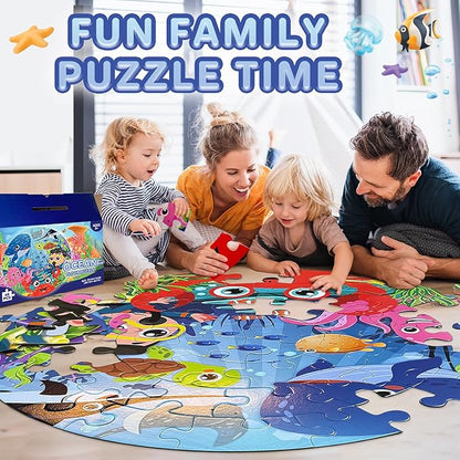 Puzzles for Kids Ages 4-6,48 Piece Ocean Large Floor Puzzles for Kids Ages 3-5, Toddler Learning Preschool Educational Development Toys Christmas Birthday Gift for Boys Girls