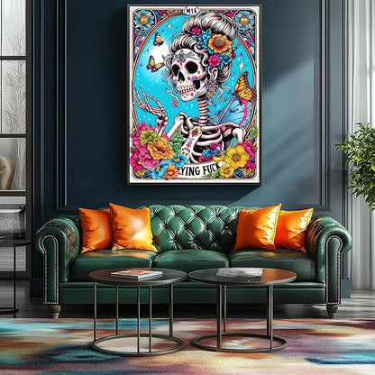 Halloween Sugar Skull 500 Piece Jigsaw Puzzle for Adults Day of The Dead Puzzle with Vibrant Floral Skull Butterflies Playing Cards Art Challenging Adult Jigsaw Puzzles for Game Night(15"x23")