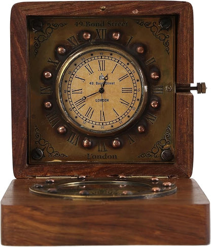 Handmade Brass Sundial Compass with Rosewood Box - Authentic Vintage Maritime & Nautical Decor, Collectible Gift for Him or Her
