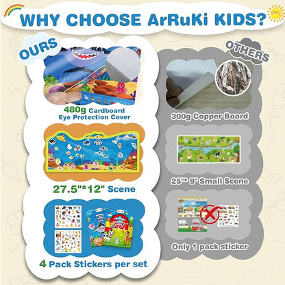 Reusable Jelly Sticker Books for Toddlers, 3D Waterproof Sticker Books, Travel Toys Activity Crafts Gifts for Kids, Farm Animals, Ocean Wrold