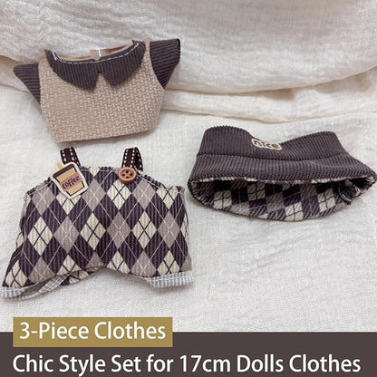 Clothes for 17cm Dolls 2 Set, Cute Hat & Outfit Set for Dolls, Adorable Dress-Up Accessories for Doll