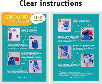 DIY Doodle Scribble Bot Kit – Bulk Pack of 10 Drawing Motorized Doodle Art Robot Projects for Kids - STEM & STEAM Classroom Robotics Activity