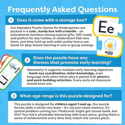Alphabet Puzzle Games for Kindergarten - 26 Pairs Self-Correcting ABC Puzzle Alphabet Learning Toys Matching Game - ABC Learning for Toddlers Letters Matching Game Preschool Educational Toys