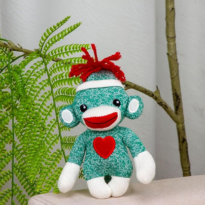 Plushland Adorable Sock Monkey, The Original Traditional Hand Knitted Stuffed Animal Toy Gift-for Kids, Babies, Teens, Girls and Boys Baby Doll Present Puppet 6 Inches