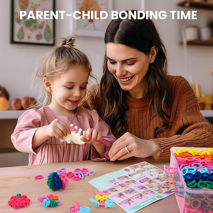 DDAI Bracelet Making Kit for Girls Ages 6-12 – Arts and Crafts for Kids Weaving Loom Bracelets Kits -1000+ Colorful Elastic Cloth Loom Bands – Great Birthday Gift for Girls Boys 7 8-12 Years Old