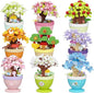 9 Set Mini Bonsai Tree Micro Building Set Building Toy Plant Cherry Tree Flower Collection Decor for Home Desk Greenery Decoration Building Blocks DIY Creative Gifts