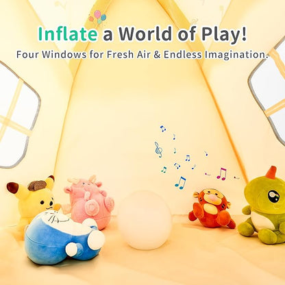 HalloDeer Kids Play Tent, Inflatable Toddler Tent Dome for Boys & Girls, Indoor Kids Tents, Portable Foldable Playhouse for Outdoor, 51x51x43 in, Yellow