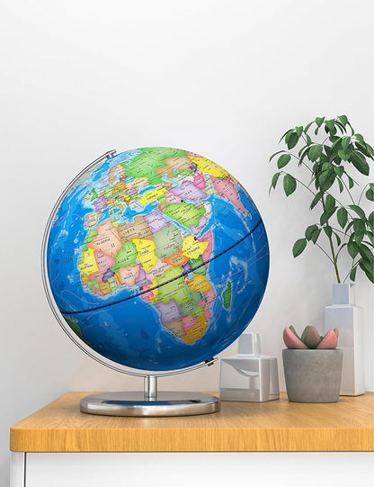 SOUNDANCE 13 Inch World Globe with Stable Heavy Metal Base, Educational Globe for Kids Learning, Large Globes Lamp with Colorful HD World Map Details, Constellation