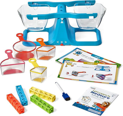 hand2mind Let's Learn to Measure Activity Set, Kids Measuring Cups, Bucket Balance, MathLink Cubes and Activity Cards Set, Teacher Supplies, Classroom Supplies, Preschool Learning, Toddler Learning