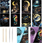 Georgie Porgy Scratch Paper Art Set for Kids Adults Magic Rainbow Scratchboards for DIY Arts and Crafts Kits Christmas Birthday Gift with Scratching Tools Kit (A5-Noctilucent Castle + Sea Animals)