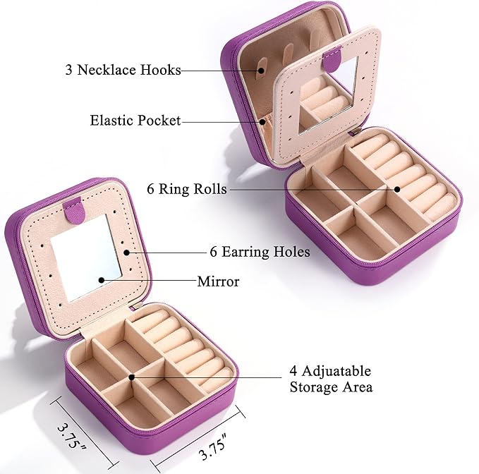Parima Jewelry Organizer Box, Small Jewelry Box for Women Girls Initial O Travel Jewelry Case Small Jewelry Organizer Box Travel Jewelry Case Jewelry Box Organizer - Letter O, Purple