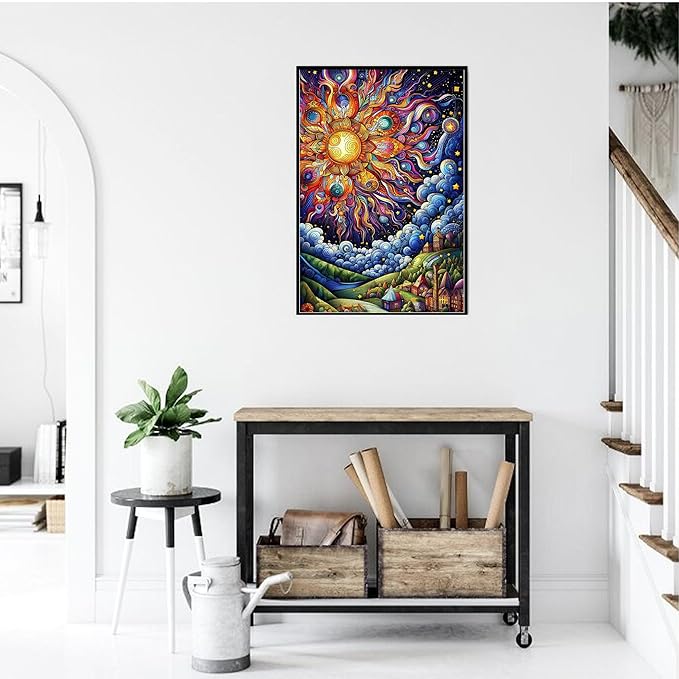 1000-piece The Dreamy Colors of The Sun and The Town Adult Wooden Puzzle, Intellectual Challenge, Stress-Relieving Puzzle, Relaxing Family Activity, Decoration, Size: 29.5 x 19.7 in