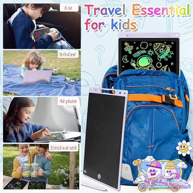 10 Inch LCD Writing Tablet - Colorful Electronic Drawing Pad & Doodle Board for Kids Ages 3-8, Erasable Educational Toy, Birthday and Christmas Gift for Girls and Boys (White)