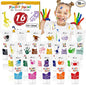 AROIC 16Colors Kids Washable Finger Paint, Non-Toxic, Art Painting Supplies for Toddlers, Finger Painting Supplies for Kids, Hand Paint Set DIY Crafts