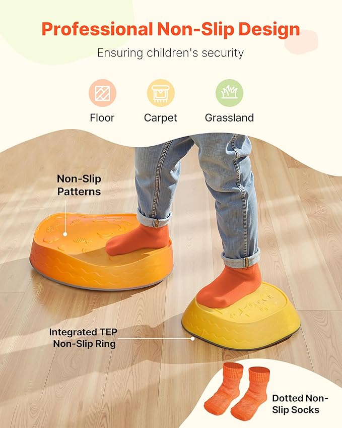 VEVOR Balance Stepping Stones for Kids, 6 PCS, Up to 220 lbs, Non-Slip Toddlers Sensory Stepping Stones, Obstacle Course Coordination Game Toys Indoor or Outdoor Play for Children Aged 3 4 5 6 7 8+