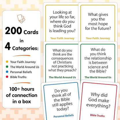 200 Conversation Cards for Christians - Explore Your Faith and Have Fun on Family Game Night, Bible Study or Youth Groups - Perfect for Church Groups, Couples Game Night, Easter Gifts