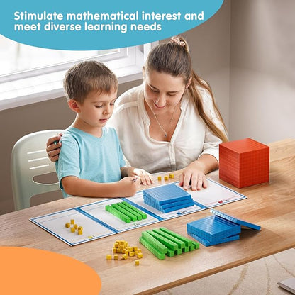 Set of 2 Base Ten Blocks Plastic 306 pcs Place Value Blocks Math Manipulatives Kindergarten Counting Cubes for Kids Math Early Counting Math Toy for 1st Grade