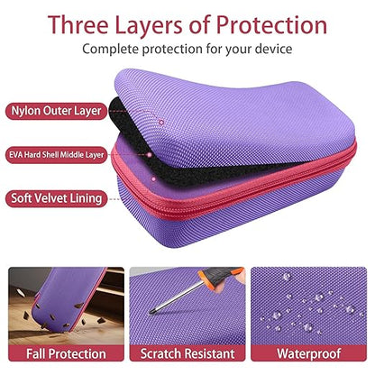 co2CREA Hard Case for 3Doodler Start+ Essentials (2024) 3D Pen Set - Storage Organizer with Custom Slots for Art Activity Set, Printing Filament Refill and USB Charger, Purple Case + Rose Red Zipper