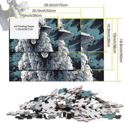 Sheep for Adults Fun Thickened Wooden Jigsaw Puzzles 500 Piece 3D Animal Toy Intellectual Game Education Game Stress Relief Toy Home Decoration Premium & Durable 500pcs (52x38cm)