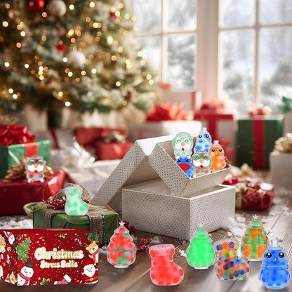 25 Pack Christmas Mini Squeeze Balls Toys, Christmas Stress Ball Pack Perfect for Christmas Party Favors Christmas Sock Fillers Gifts