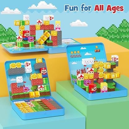 Mini Magnetic Blocks - 49 PCS Travel Magnet Building Blocks for Toddlers - STEM Educational Magnetic Building Toys with Portable Iron Box for Kids Ages 3-8 Boys & Girls