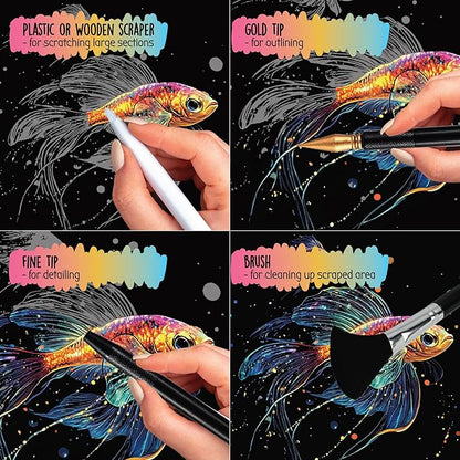 Animals Scratch Art Book for Adults - Colorful Animal Series Scratch Art | Scratch Painting Foil Art for Adults | Scratch and Sketch Animal Series Books | Foil Engraving Scratch Art (Animal Series)