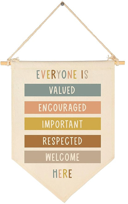Everyone Is Valved-Classroom Decor-Classroom Poster-Playroom Decoration-Child Art-Teacher Present-Canvas Hanging Pennant Flag Banner Wall Sign Decor Gift-Birthday Christmas Gift