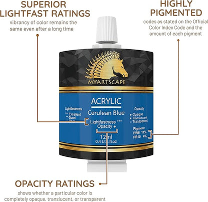 MyArtscape Acrylic Paint Set - 12 x 12ml Tubes - Lightfast - Heavy Body