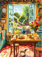 500 Piece Puzzle for Adults, Cozy Kitchen and Garden View Jigsaw Puzzle, Colorful Puzzles with Flowers, Sunshine and Dog, Relaxing Gifts for Adults, Seniors and Kids, Finished Size 20.5”x 15”
