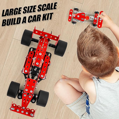 Car Building Kits for Boys 8-12,Building Cars Metal Erector Set,Racing Car Building Kits for Boys 12-15,Assembly Red Vehicle Model for Kids Kids 8+ Years Old（260Pieces）