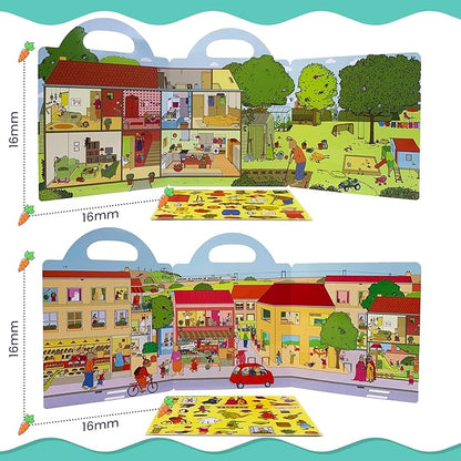 2PC Rabbit Reusable Sticker Books for Toddlers 3+ Years, Educational Preschool Toys for Baby Kids Fashion Activity, Creative Sticker Story Books for Toddlers Age 3+ Birthday Gifts