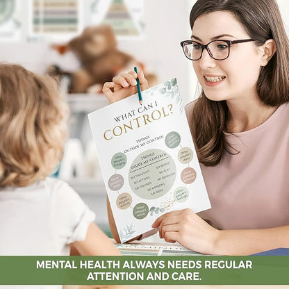 10 Greenery Mental Health Posters, Anxiety Therapy Matters Poster, Counseling Office Must Haves, School Counselor Supplies, Therapy Office Decor - Home - Classroom Decoration, Mental Health Gifts