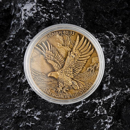 Inspirational Eagle Coin - Motivational Inspirational Gift for Spiritual Encouragement, Christian Gift, Strength in The Storm Token, First Responder Keepsake