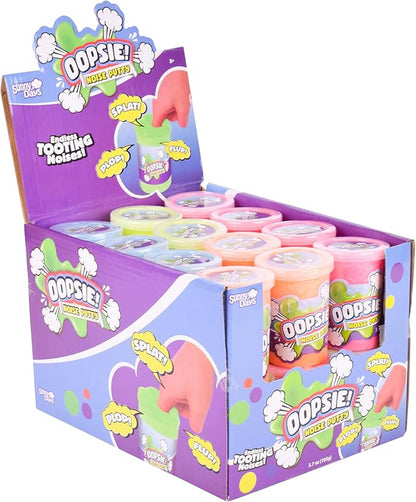 Oopsie Noise Putty, 24 Container Party Pack, 3.7oz Squishy Sensory Toys for Kids and Adults, Silly Party Favor, Non Sticky, Stress Relief, Super Soft Putty Slime