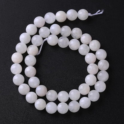 8MM 45PCS Natural Stone White Moonstone Gemstone Semi Precious Beads for Jewelry Making DIY Bracelet