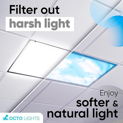 Fluorescent Light Covers for Ceiling Lights - Magnetic Cloud Cover for Fluorescent Or LED Fixture - Must Haves for Teacher Supplies - Classroom, Home, Office Cubicle Decor - Filters Overhead Lighting