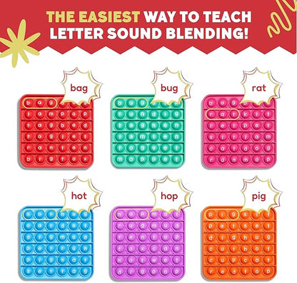 THE FIDGET GAME Word Pop CVC Words Mats for Classrooms (Pack of 6) - Learn to Read in Weeks - Multisensory Reading & Phonics Interactive Tools Ideal for Pre-Kindergarten to 1st Grade
